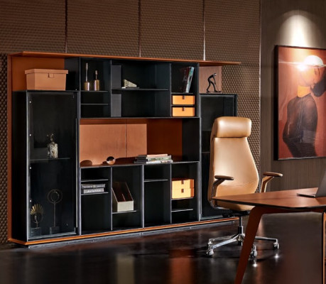Schreibtisch Set 3tlg. Büro Garnitur tisch Chef Schrank Sessel Einrichtung