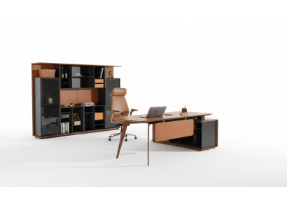 Schreibtisch Set 3tlg. Büro Garnitur tisch Chef Schrank Sessel Einrichtung