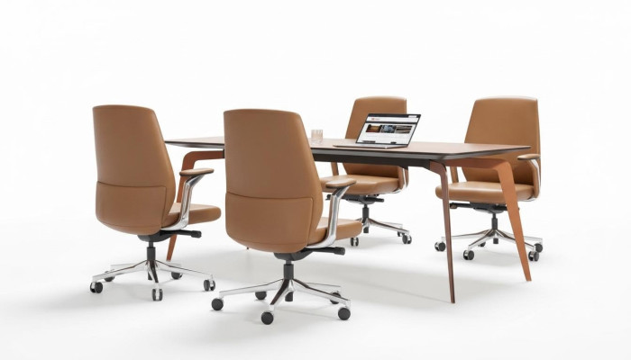 Büro Set 4x Konferenzstühle & Konferenztisch Komplettset Besprechungstisch 5tlg.