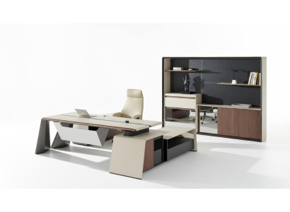 Büroeinrichtung Arbeitszimmer Büro Möbel Tisch Schrank Sessel 3tlg Set
