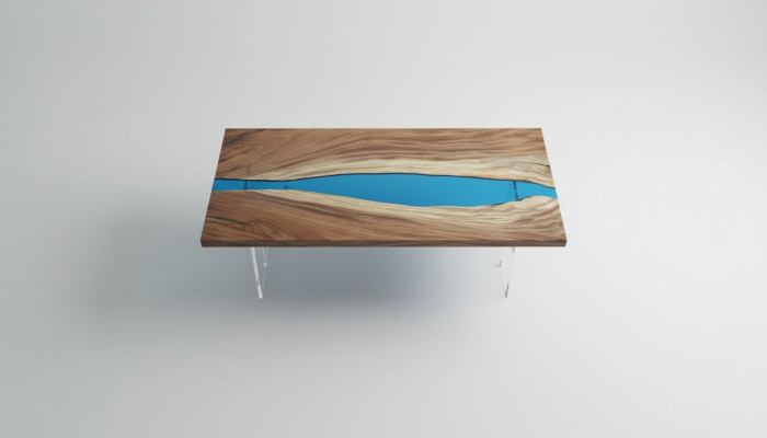 Esstisch River Table Massiv Tische 185x85cm Flusstisch Epoxidharz Meer