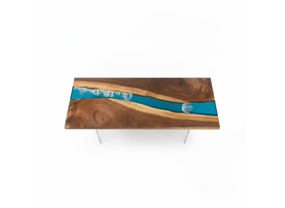 Epoxidharz Esstisch River Table Massiv 201x81 Flusstisch Neu Echtes Holz