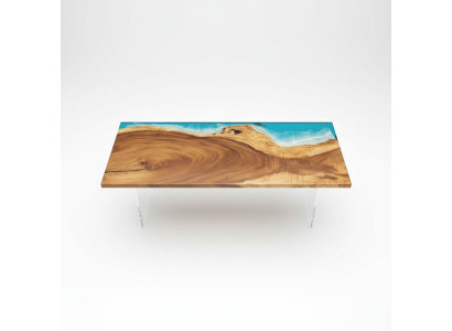 Epoxidharz Esstisch River Table Echtes Holz Massiv Tische 221x91