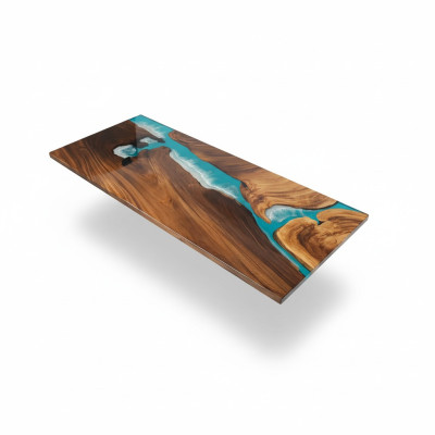 Epoxid Harz Fluss Tisch Echtes Massiv Holz Blau Wasser Tissche Epoxy