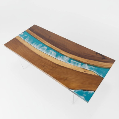 Echtes Holz Wasserfall Tisch Epoxid Harz Esstisch Epoxy Tische Massive