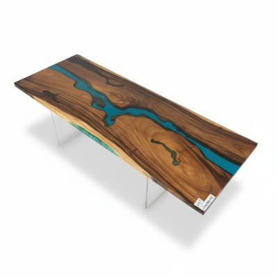 Epoxid harz esstisch echtes holz massive möbel deko wasserfall epoxy tisch