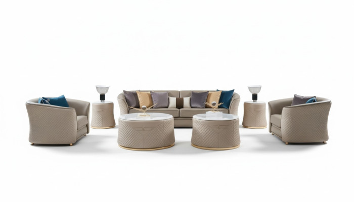 Luxus Möbel Sofagarnitur Couch Sofa Polster 421 Sitzer mit 2x Couchtisch 5tlg.