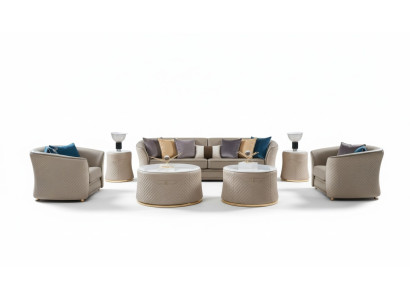 Luxus Möbel Sofagarnitur Couch Sofa Polster 421 Sitzer mit 2x Couchtisch 5tlg.