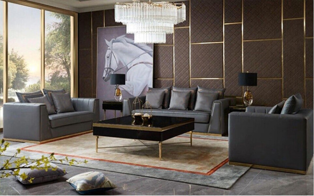 Luxus Möbel Sofagarnitur Couch Sofa Polster 3 2 1 Sitzer mit Couchtisch