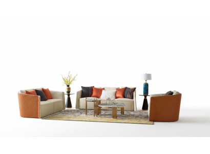Ledersofa Sofa Couch Polster 5tlg. Wohnzimmer Set Garnitur Couchen Set