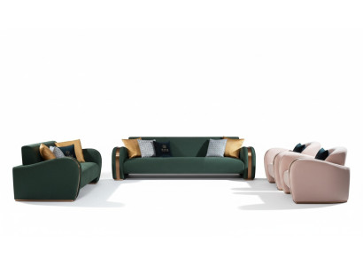 Luxus Sofagarnitur 4tlg. Set Sofa Ledersofa Polster Chesterfield Couch Sofas