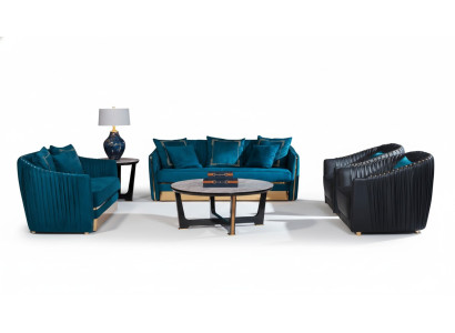 Sofagarnitur 5tlg. Set Sofa Sitzer Couchtisch Couch Modern Sofas Ledersofa
