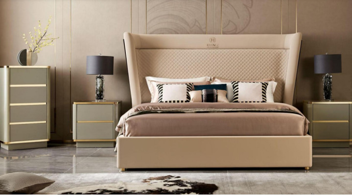 Doppelbett Schlafzimmer Hotel Ehe Luxus Bett 2x Nachttisch 3tlg. Set Betten