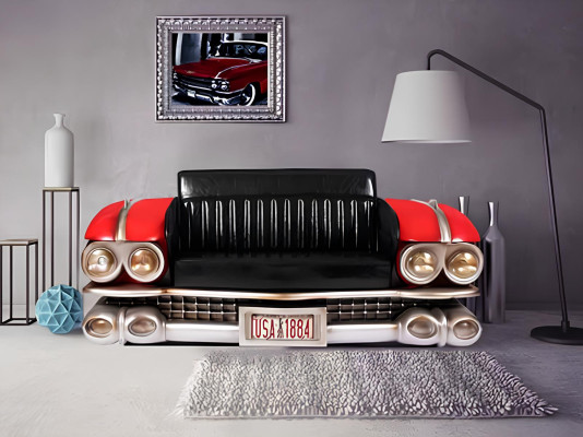 Sofa Auto Halbes Fahrzeug Ratro Cinema Couch Polster Garnitur Ledersofa