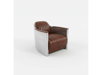 Sessel Echtleder Couch Sofa Flugzeug club Lounge Retro Aviator Vintage Aluminium