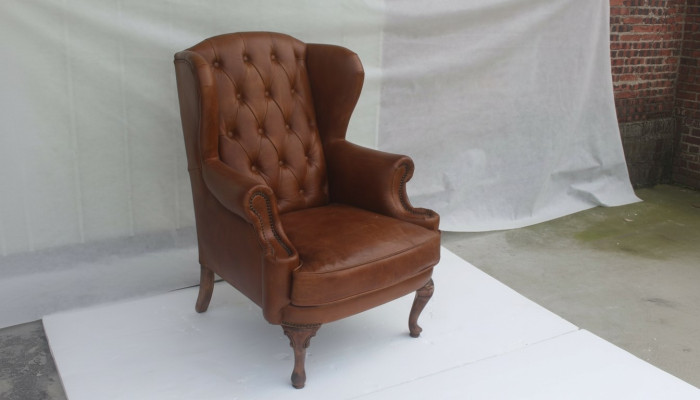 Chesterfield Leder Sessel Ohrensessel Vintage Clubsessel Chefsessel Ohrensessel
