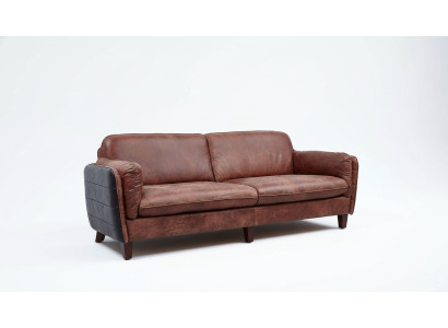 Luxury Vintage 3+2 Sitzer Echtleder Möbel Wohnzimmer Sofa Suite Loft garnituren