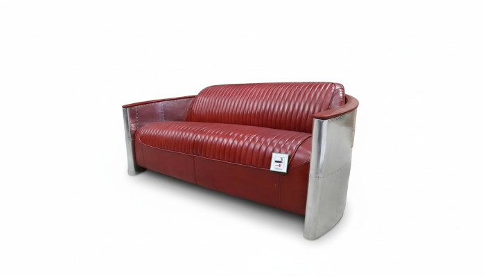 Ledersofa Couch Polster Sofa Aluminium Dreisitzer Vintage Luxus Möbel Sofas Neu