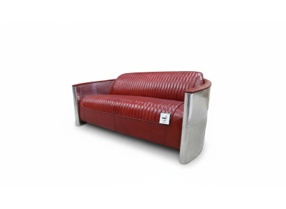 Ledersofa Couch Polster Sofa Aluminium Dreisitzer Vintage Luxus Möbel Sofas Neu