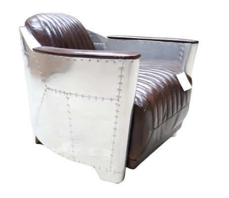 Echtleder Design Vintage Chromsessel Designsessel Sessel Flugzeug Aviator Leder
