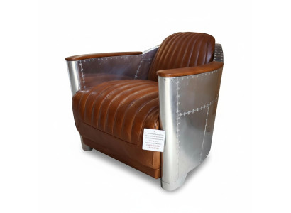 Ledersofa Sofa Couch Polster Einsitzer Sofas Couchen Flugzeug Aviator Aluminium