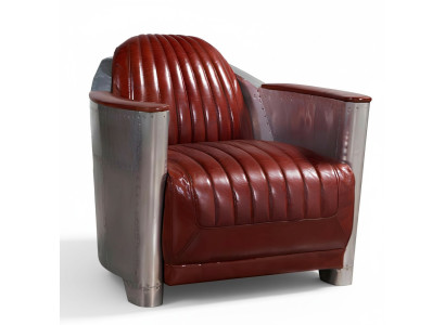 Sofa Sessel Echtleder Couch club Lounge Retro Aviator Vintage Aluminium Flugzeug