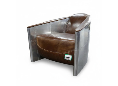 Aviator Sofa Sessel Echtleder Couch club Lounge Vintage Aluminium Flugzeug Retro