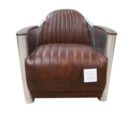 Club Sessel im Aviator-Stil Lounge Design Chrom Art Deco Leder Cocktail