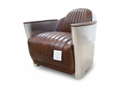 Club Sessel im Aviator-Stil Lounge Design Chrom Art Deco Leder Cocktail