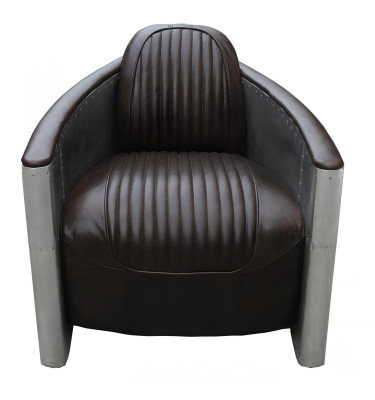 Aviator Sofa Sessel Couch club Lounge Aluminium Flugzeug Retro Echtleder Vintage