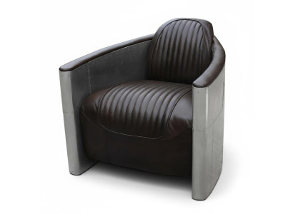 Aviator Sofa Sessel Couch club Lounge Aluminium Flugzeug Retro Echtleder Vintage