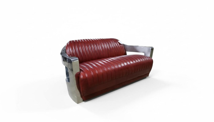 Sofa Vintage 2 Sitzer Ledersofa Retro Möbel Sofa Couch Polster Zweisitzer Neu