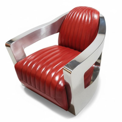 Aircraft Vintage Ledersessel Rot Echtleder Retro Sessel Design Clubsessel