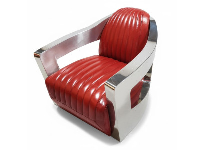 Aircraft Vintage Ledersessel Rot Echtleder Retro Sessel Design Clubsessel