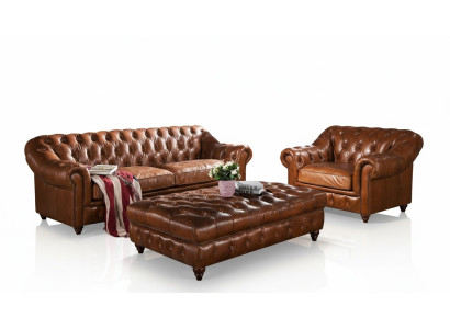 Fußhocker Club Lounge Chesterfield Hocker Textil Ottoman Design Ottomane