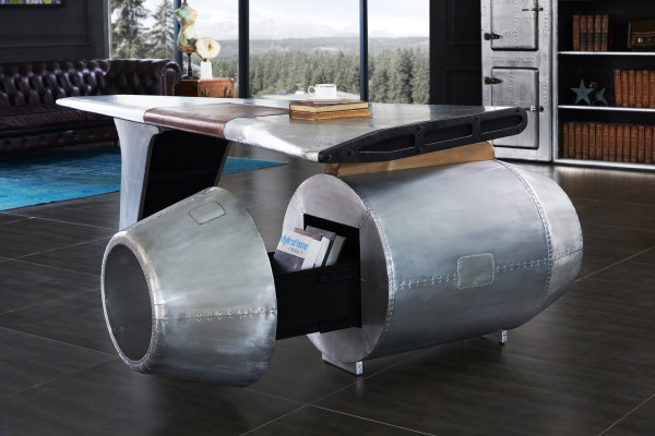 Flugzeug Flügel Schreibtisch Bürotisch Tisch Aviator Design Luxus Möbel