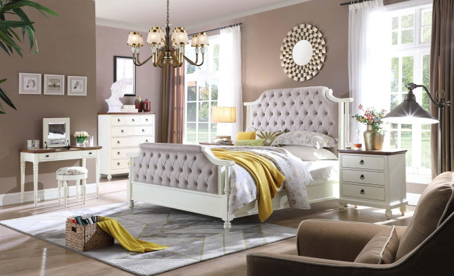 Schlafzimmer Set Bett 2x Nachttisch 3tlg. Betten Gründer Zeit Luxus Chesterfield