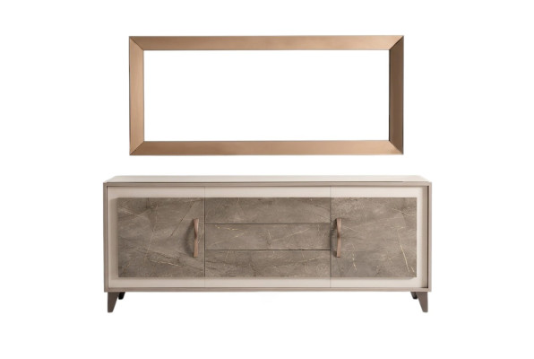 Kommode Anrichte Holz Buffet Vitrine Luxus Schrank Möbel Set arredoclassic