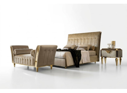 Bett 2x Nachttisch Chaiselounge 4 tlg Schlafzimmer Set Möbel Modern Luxus Betten