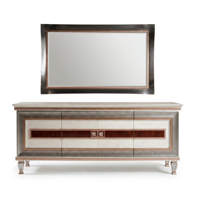 Kommode mit Spiegel Holz Möbel Anrichte Luxus Möbel 2tlg Garnitur arredoclassic
