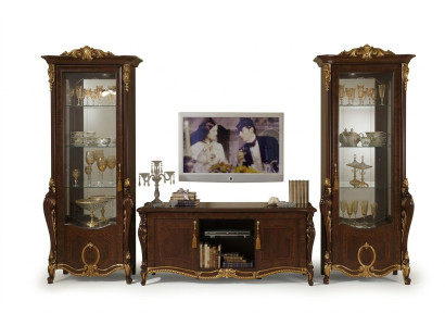 Wohnwand Barock Stil Wohnzimmer Vitrine Sideboard rtv Regal Wohnwände Schrank
