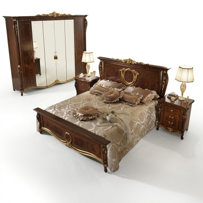 Bett Polster Klassische Doppelbett 180x200cm Holz Hotel Betten Schlafzimmer Neu