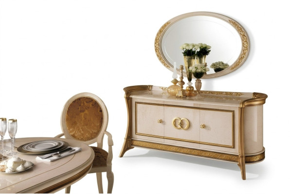 Kommode Holz Möbel Barock mit Spiegel Luxus Italienische Möbel 2tlg Garnitur Neu