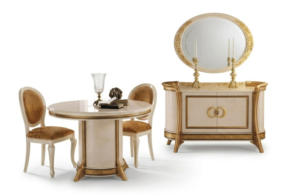 Möbel Stil Barock 2tlg Set Kommode mit Spiegel Luxus Holz Italienische Möbel Neu