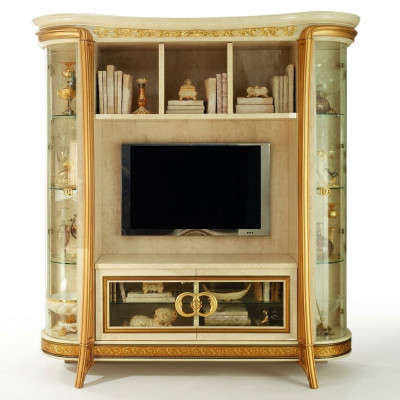 Wohnzimmer Anbau Medien Wand Fernsehwand Fernsehschrank Wohnwand Barock Rokoko