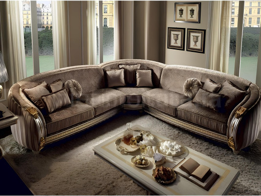 Sofa L-Form Ledersofa Couch Wohnlandschaft Garnitur Design Ecksofa arredoclassic