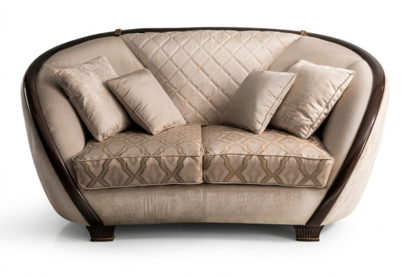Wohnzimmer Stoff Couch Sofa 2 Sitzer Designer Couchen Couch Beige Textil Polster