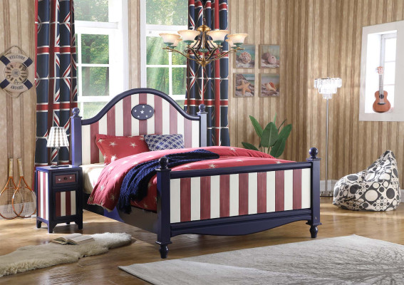 America Bett Kinderzimmer Betten Schlafzimmer Holz echtholz Möbel Blau Design