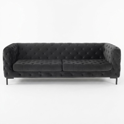 Designer Schwarzer Dreisitzer Chesterfield 3-er Moderne Couch