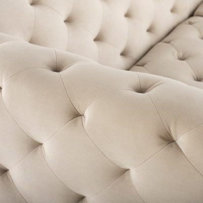 Beiger Designer Chesterfield Dreisitzer Luxus Wohnzimmer Couch
